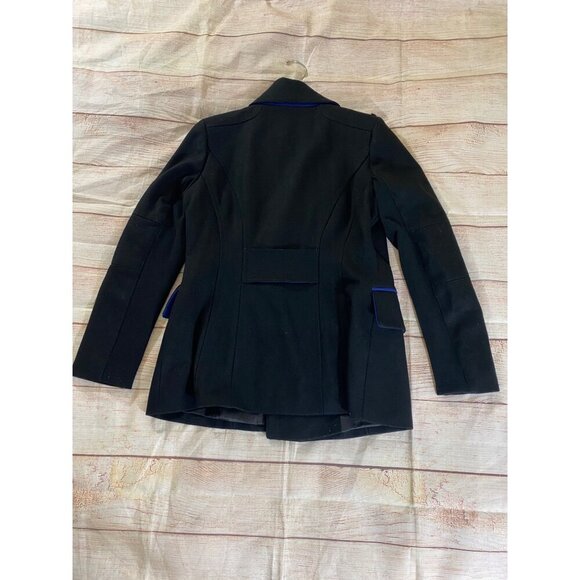 BCBGMaxazria Women's Black Wool Blend Double Breasted Pea Coat - Large - Picture 12 of 12